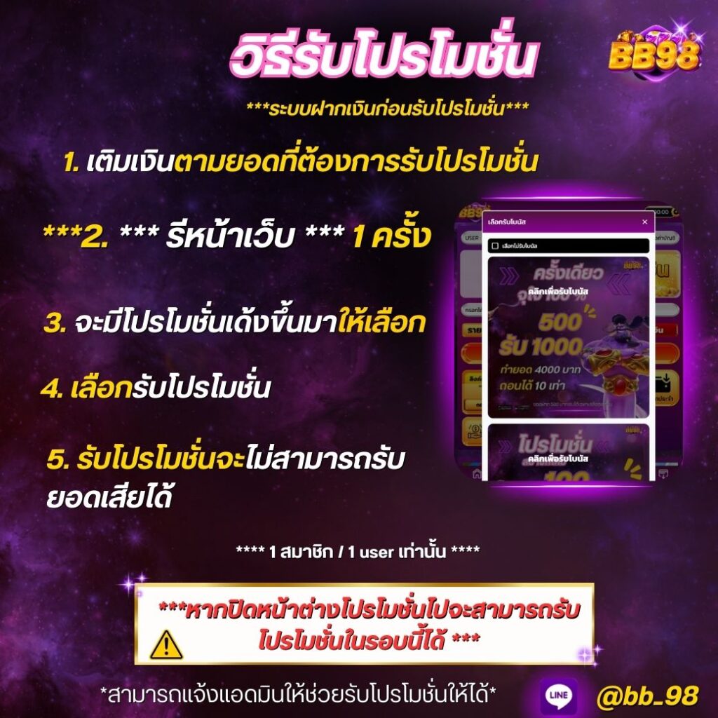 วิธีรับโปรโมชั่น